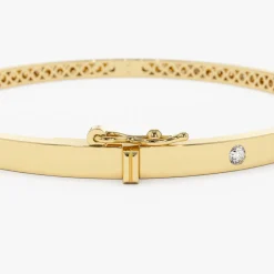 14k 3MM Flat Flush Setting Stacking Diamond Bangle