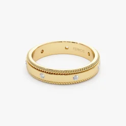 14k 4MM Flat Milgrain Edge Diamond Wedding Band