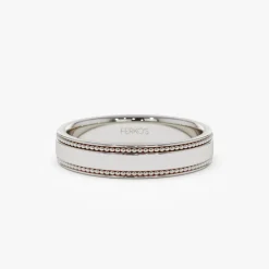 14k 4MM Flat Milgrain Edge Wedding Band