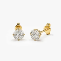 14k 5MM Illusion Setting Diamond Studs