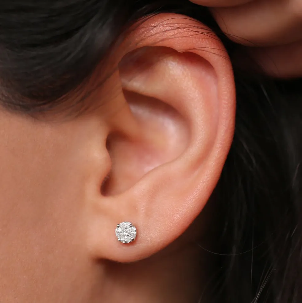 14k 5MM Illusion Setting Diamond Studs
