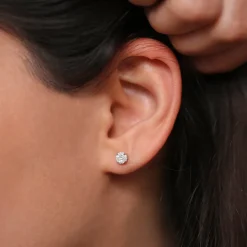 14k 5MM Illusion Setting Diamond Studs