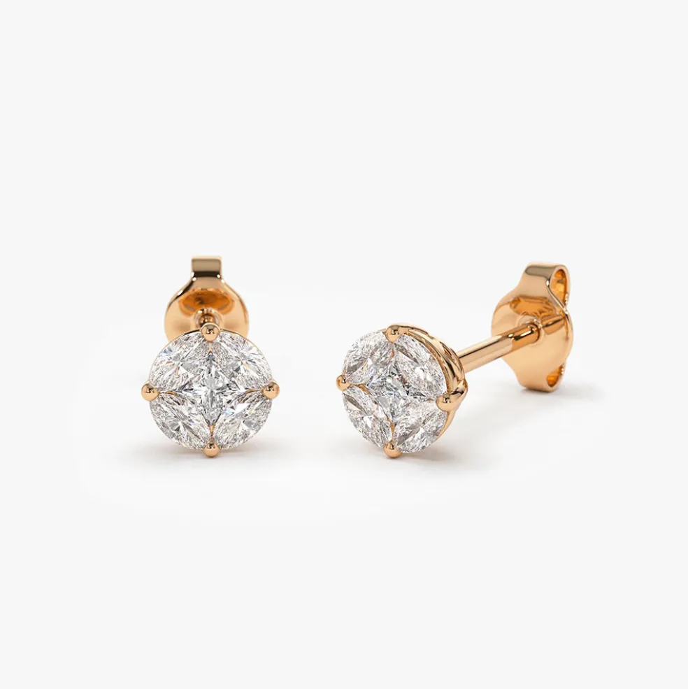 14k 5MM Illusion Setting Diamond Studs