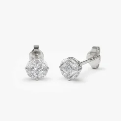 14k 5MM Illusion Setting Diamond Studs