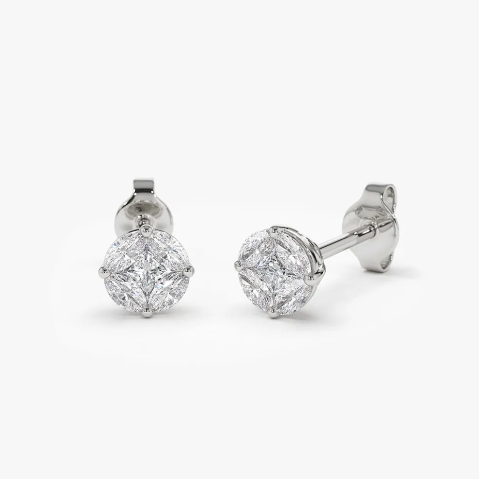 14k 5MM Illusion Setting Diamond Studs