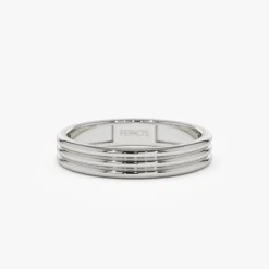 14k 3.5MM Multi Lined Gold Wedding Ring