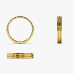 14k 3.5MM Multi Lined Gold Wedding Ring