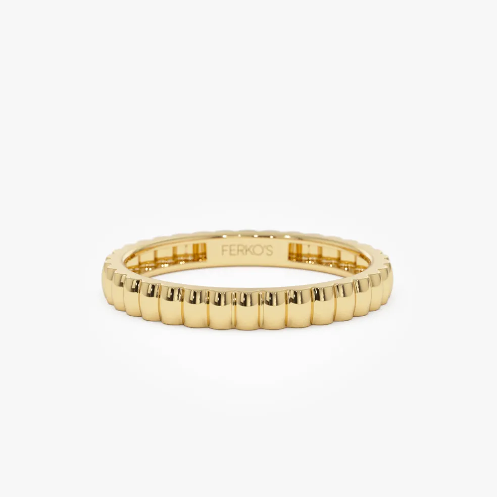 14K 2.5MM Ribbed Gold Band