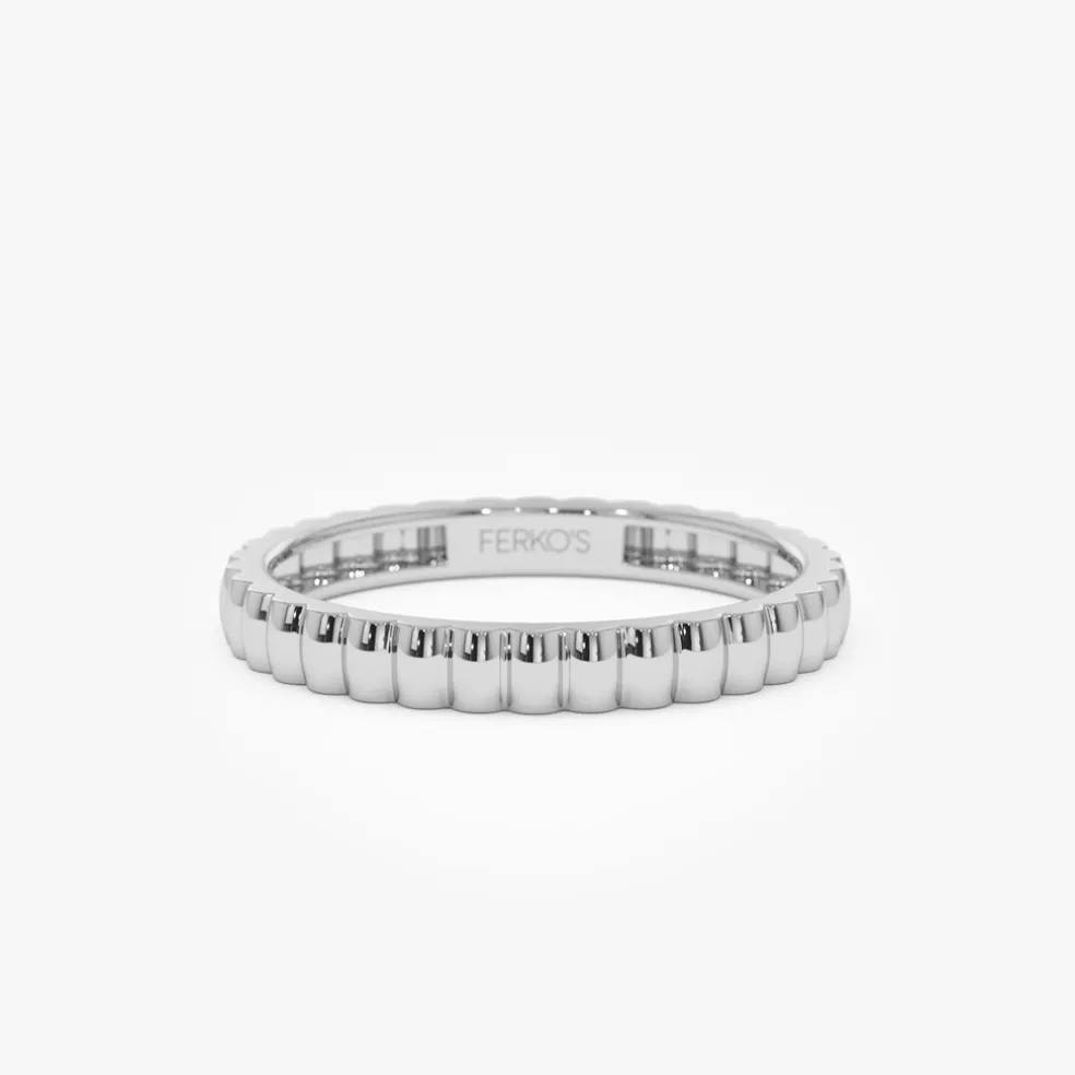 14K 2.5MM Ribbed Gold Band