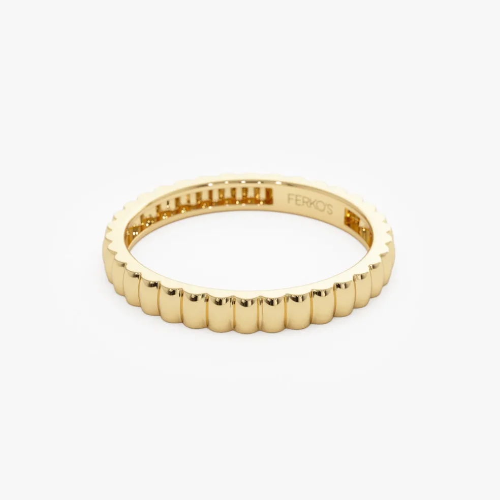 14K 2.5MM Ribbed Gold Band