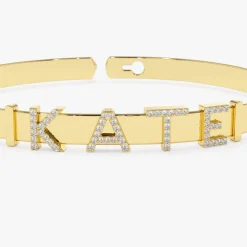 14K 5MM Sliding Diamond Initials Bangle