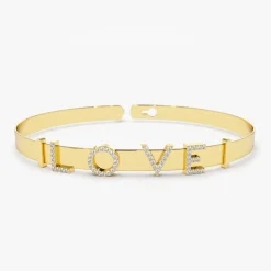 14K 5MM Sliding Diamond Initials Bangle