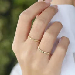 14K 3MM Twisted Rope Ring