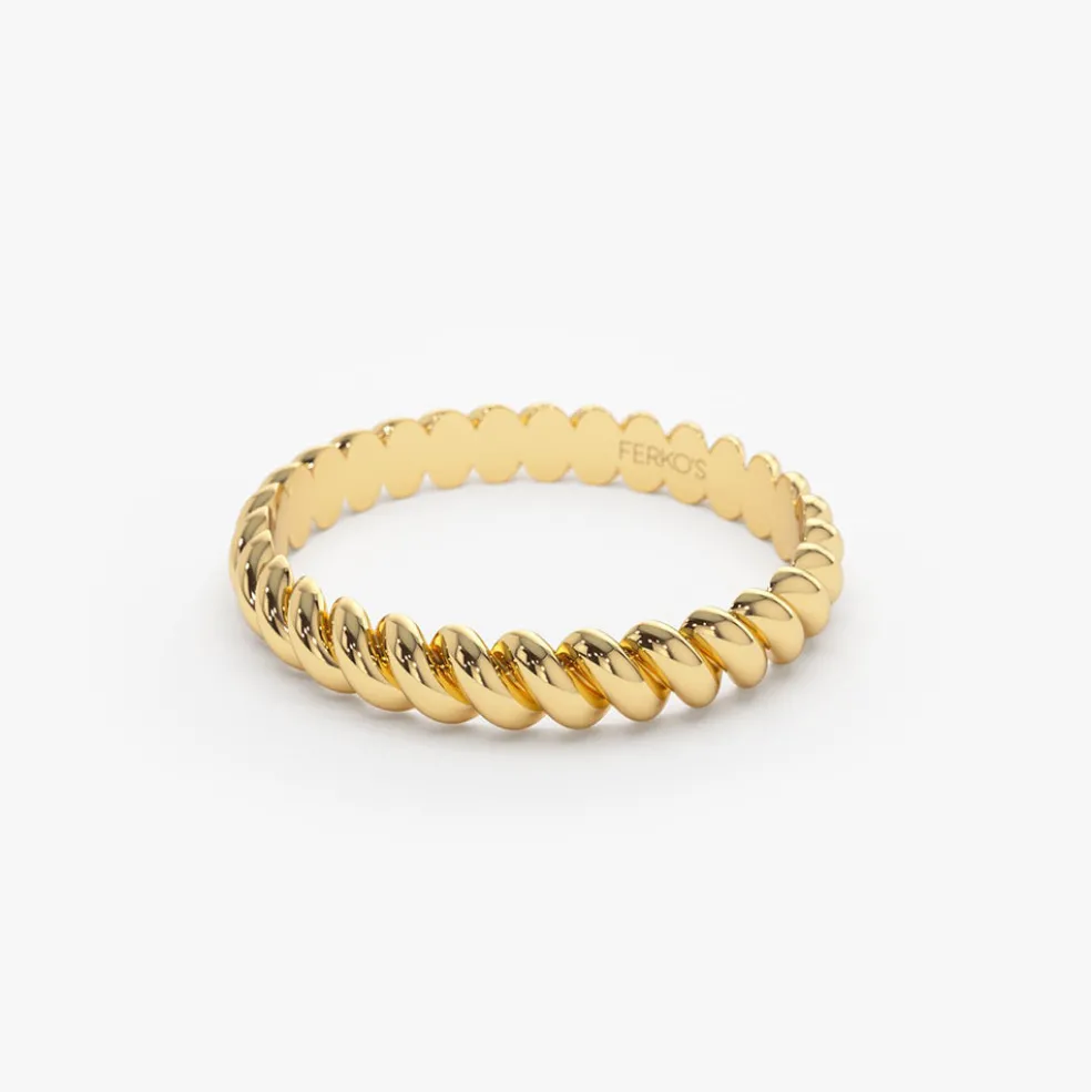 14K 3MM Twisted Rope Ring