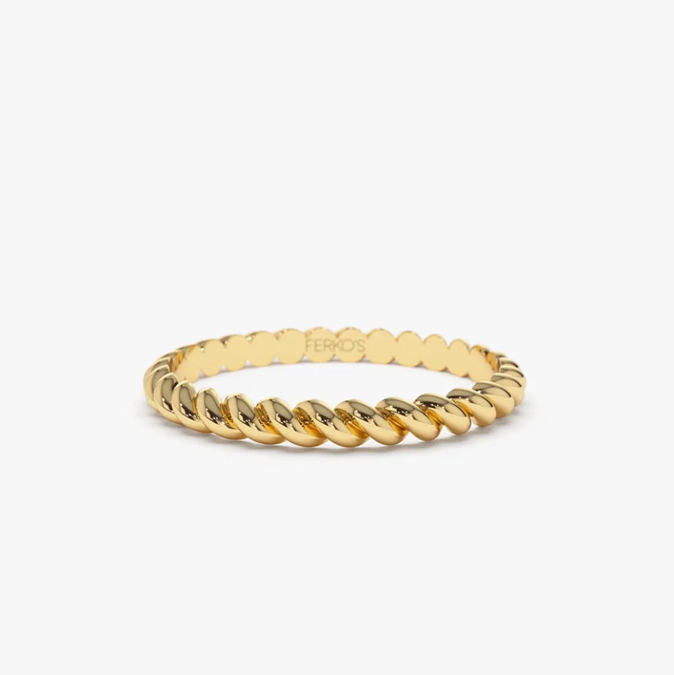 14K 2MM Twisted Rope Ring