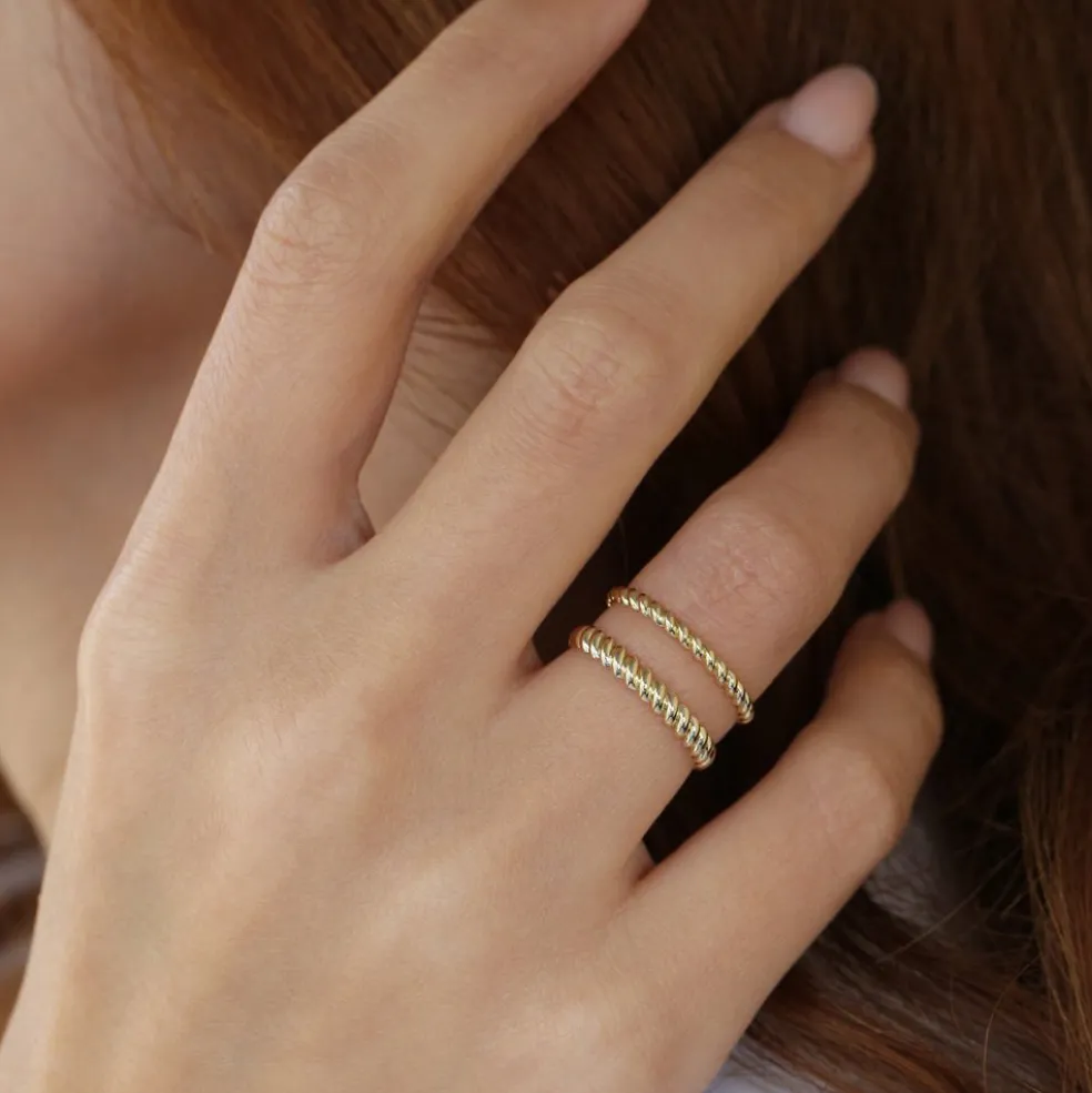 14K 2MM Twisted Rope Ring