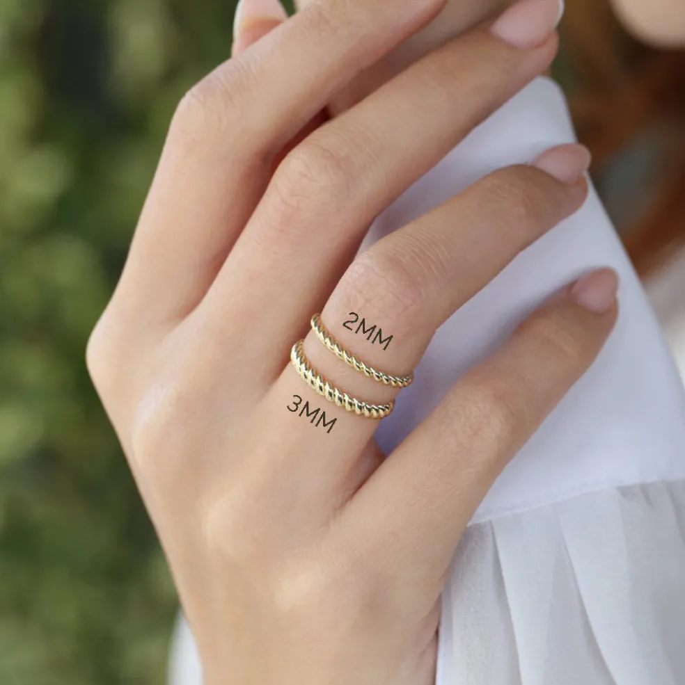 14K 2MM Twisted Rope Ring