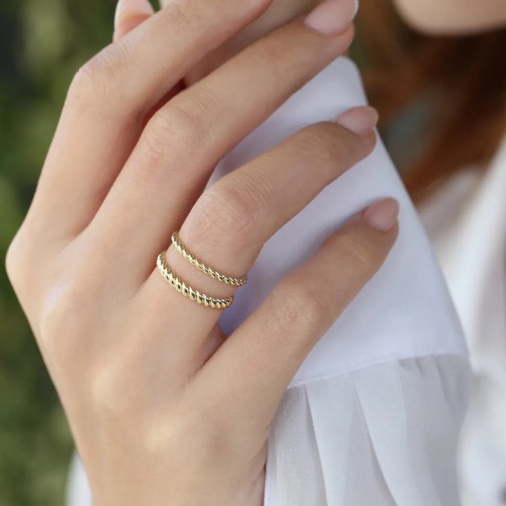 14K 2MM Twisted Rope Ring