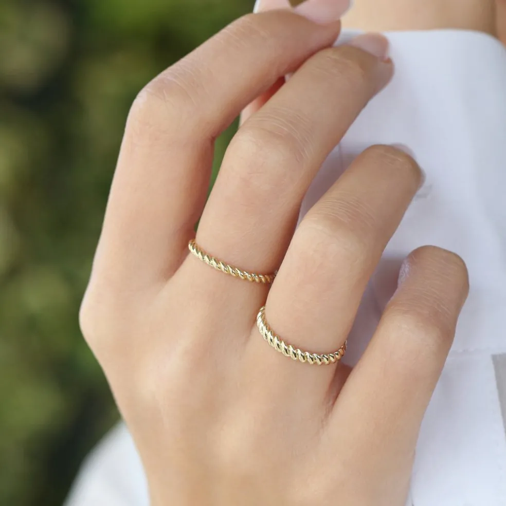 14K 2MM Twisted Rope Ring