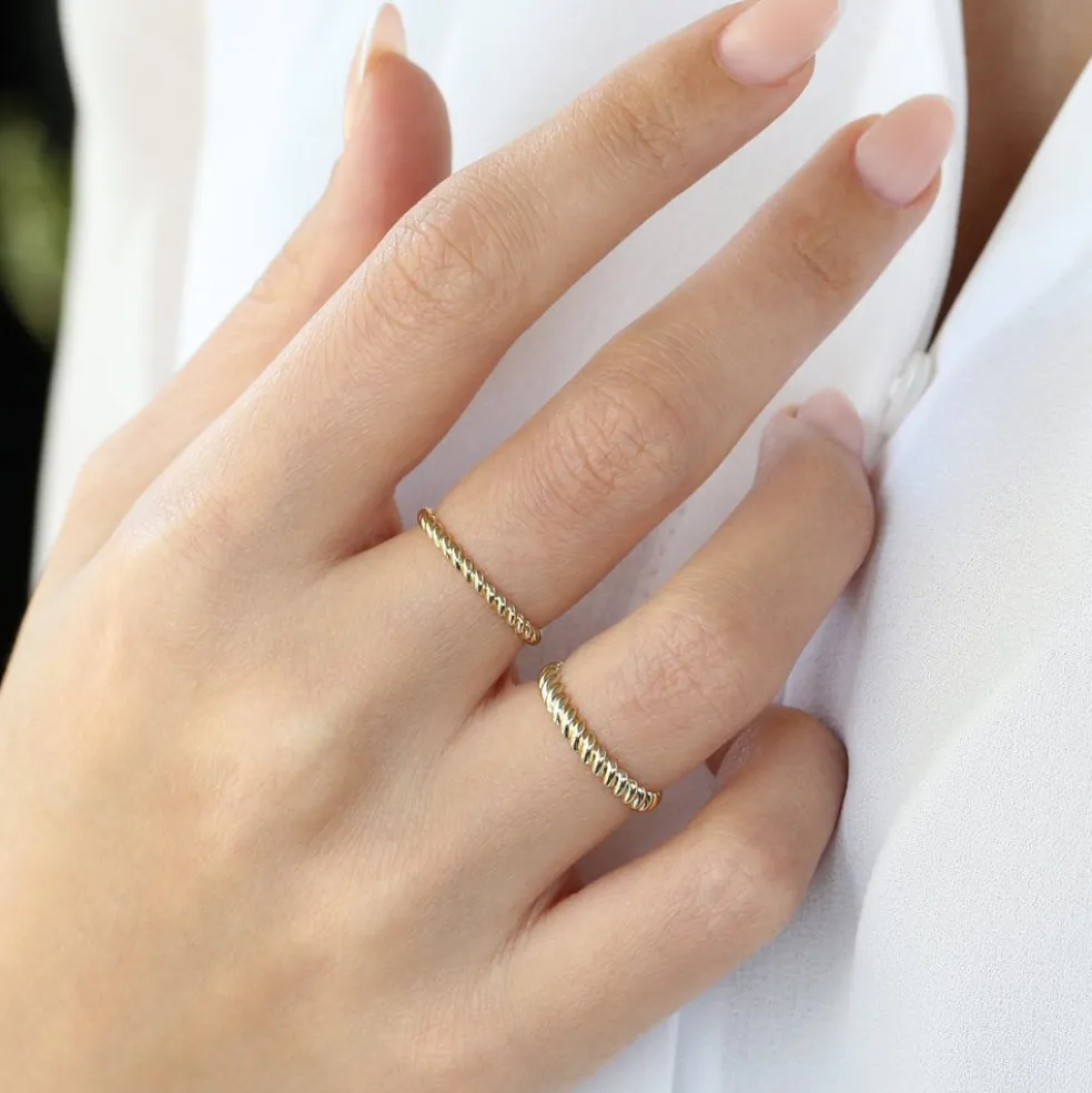 14K 2MM Twisted Rope Ring