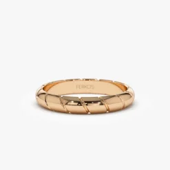 14k 3MM Unique Diagonal Cut Design Gold Ring