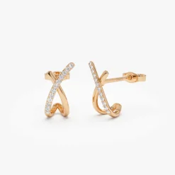 14k Moden X Design Diamond Studs