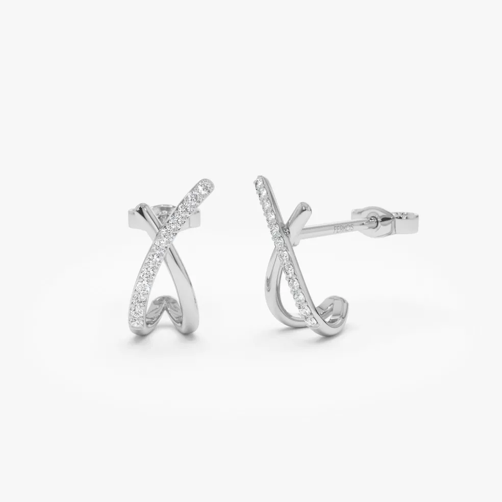 14k Moden X Design Diamond Studs