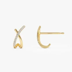 14k Moden X Design Diamond Studs
