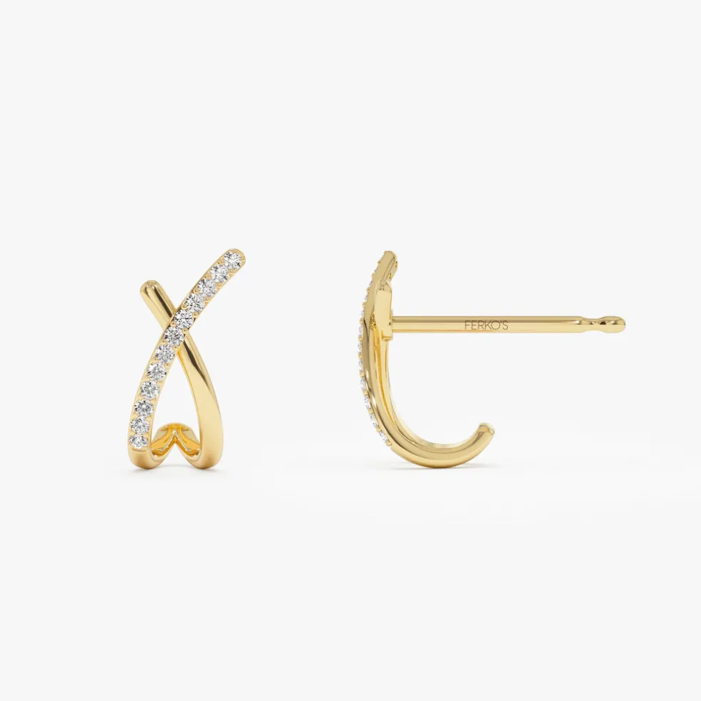 14k Moden X Design Diamond Studs