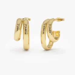 14k Modern Double Hoop Earrings