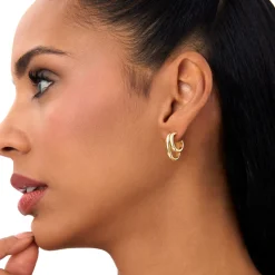 14k Modern Double Hoop Earrings