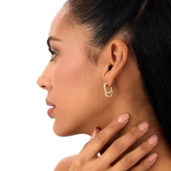 14k Modern Double Hoop Earrings