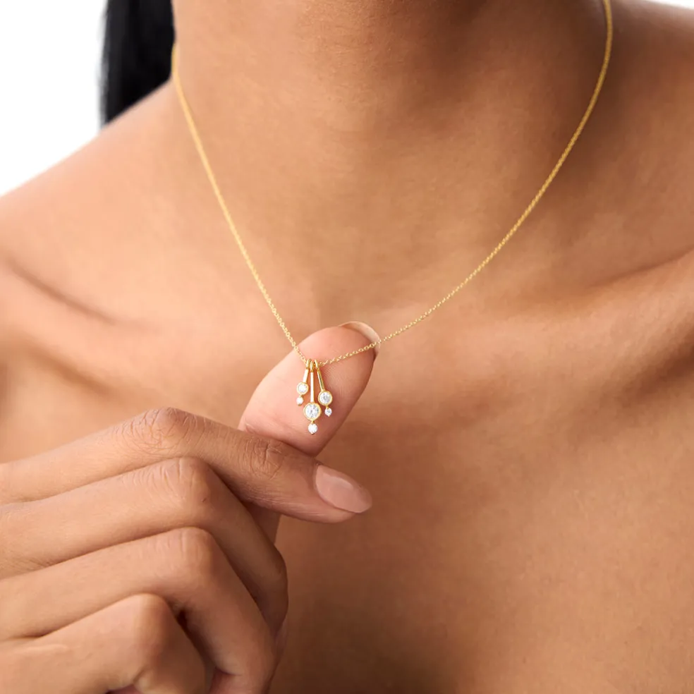 14k Multi Bezel Set Diamond Pendant
