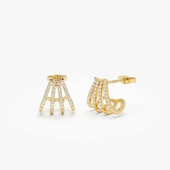 14k Multi Huggie Diamond Earrings