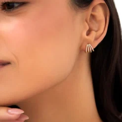 14k Multi Huggie Diamond Earrings
