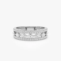 14K Multi-Band Marquise and Round Diamond Ring