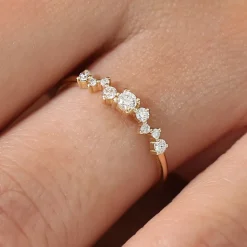 14k Multistone Diamond Cluster Ring
