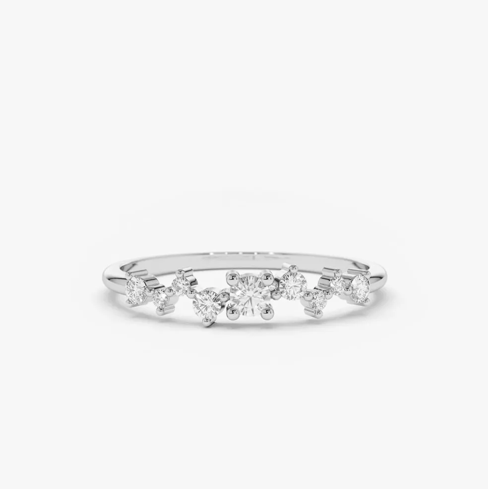 14k Multistone Diamond Cluster Ring