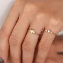 14K North Star Stacking Diamond Ring