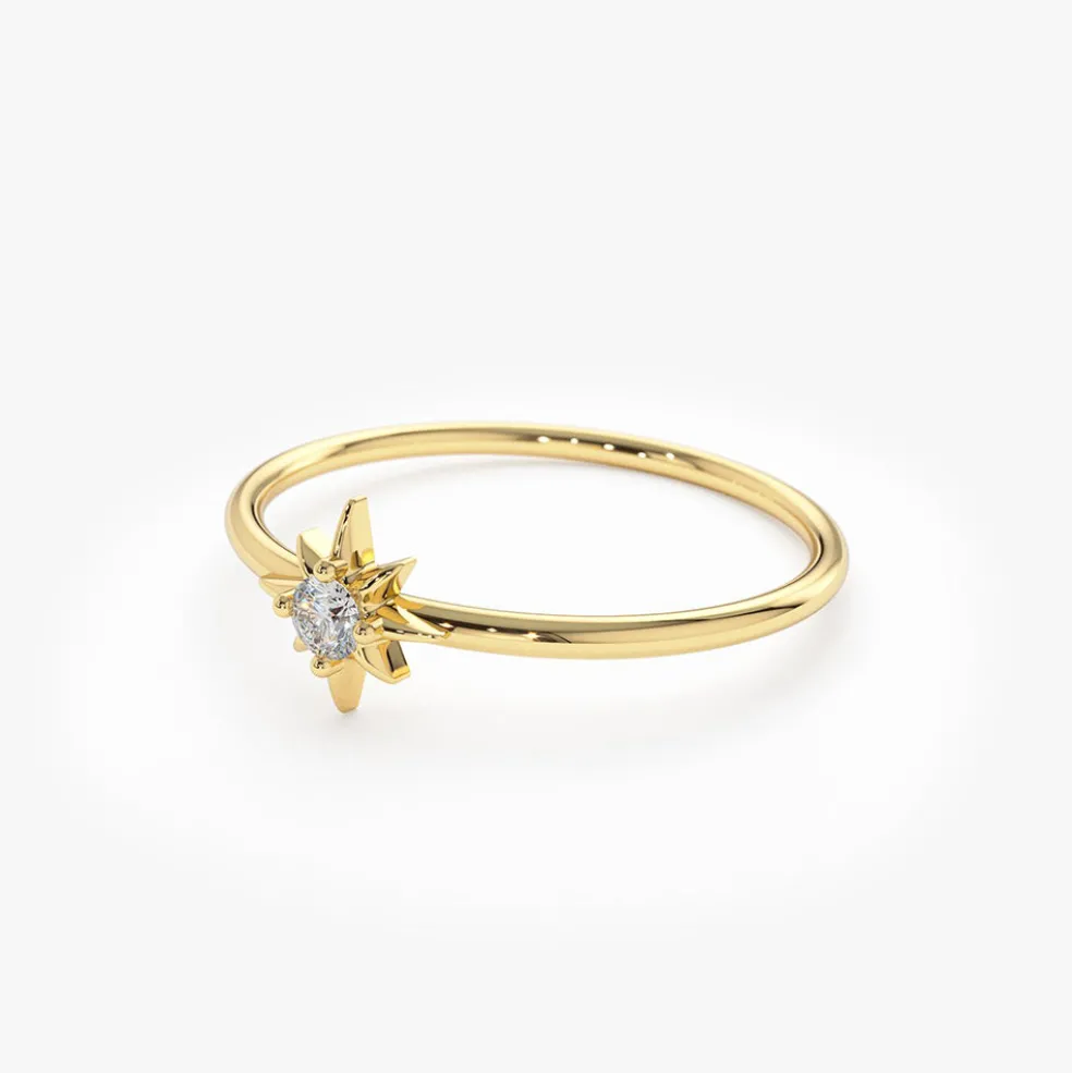 14K North Star Stacking Diamond Ring