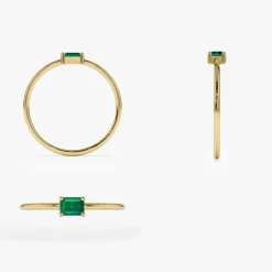 14k Octagon Cut Emerald Ring
