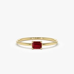 14k Octagon Cut Ruby Ring