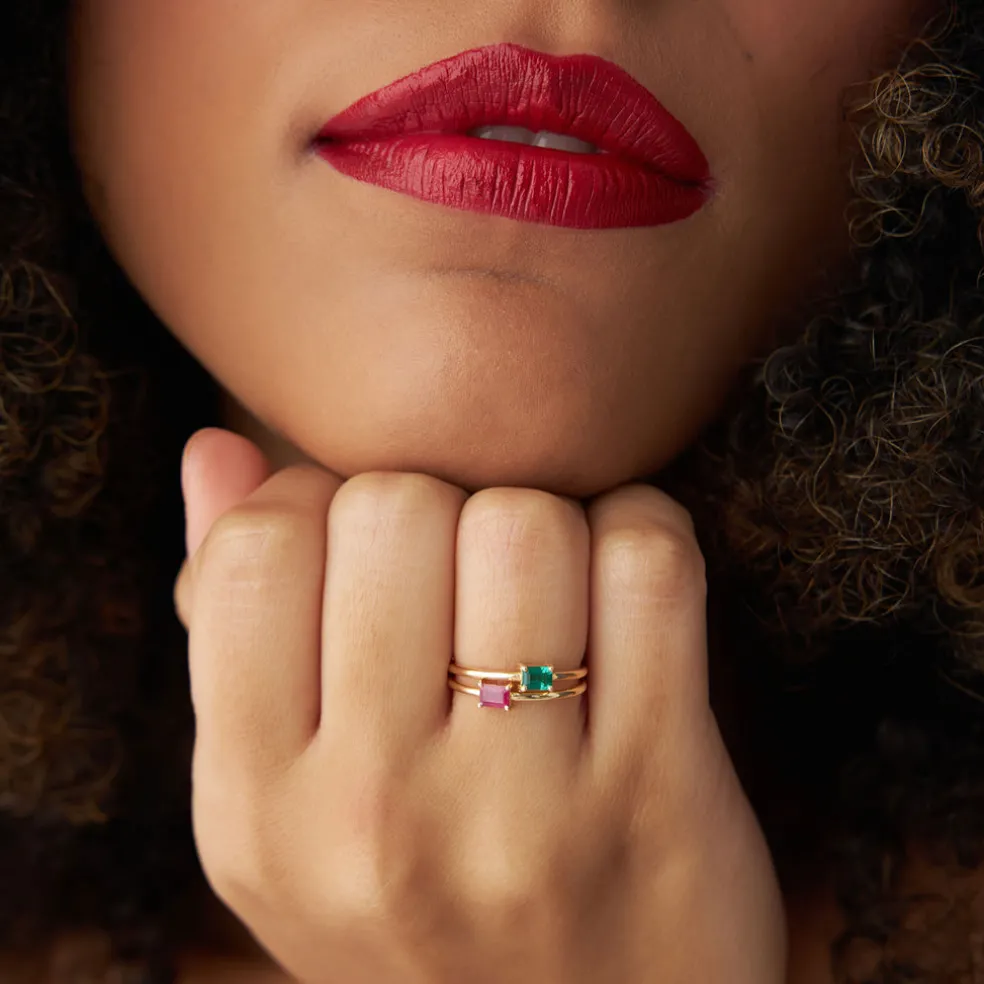 14k Octagon Cut Ruby Ring