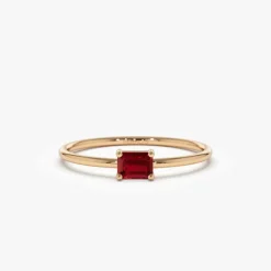 14k Octagon Cut Ruby Ring