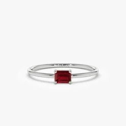 14k Octagon Cut Ruby Ring
