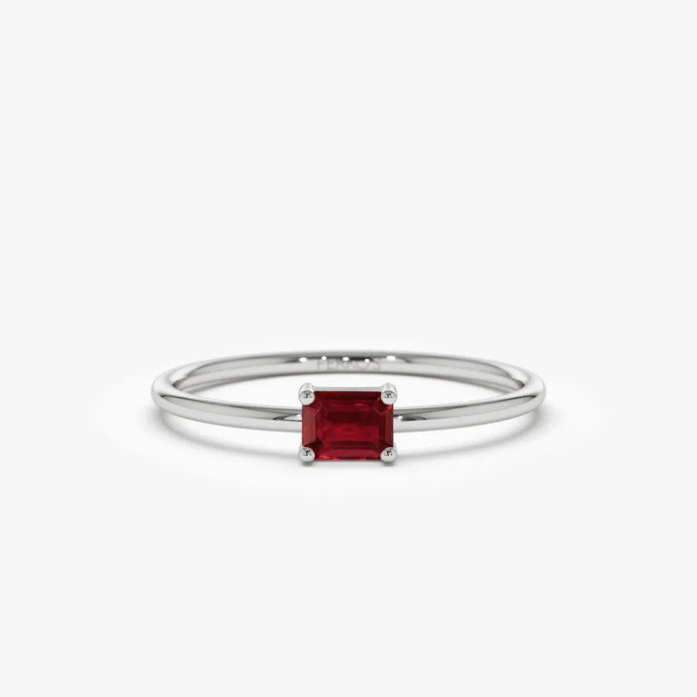 14k Octagon Cut Ruby Ring