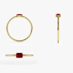 14k Octagon Cut Ruby Ring