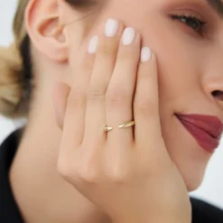14K Open Claw Cuff Ring For Women