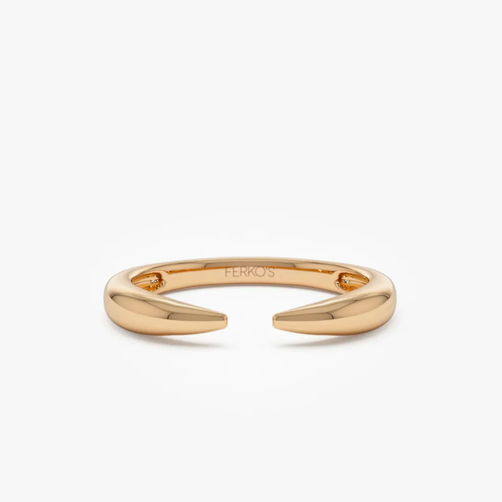 14K Open Claw Cuff Ring For Women