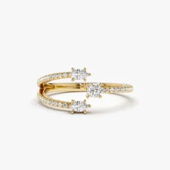 14k Open Design Marquise Diamond Claw Ring
